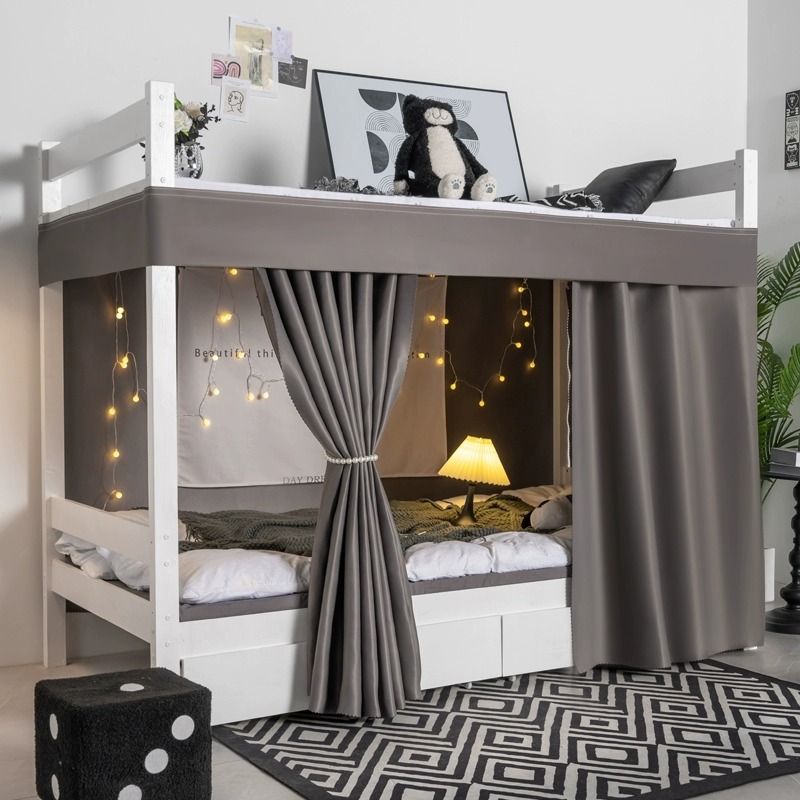 Cortina de cama de riel deslizante especial para litera inferior de pista en forma de U para estudiantes de dormitorio