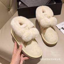 奶呼呼雪地靴女2025秋四季新款可爱毛球球加绒四季面包鞋保暖棉鞋