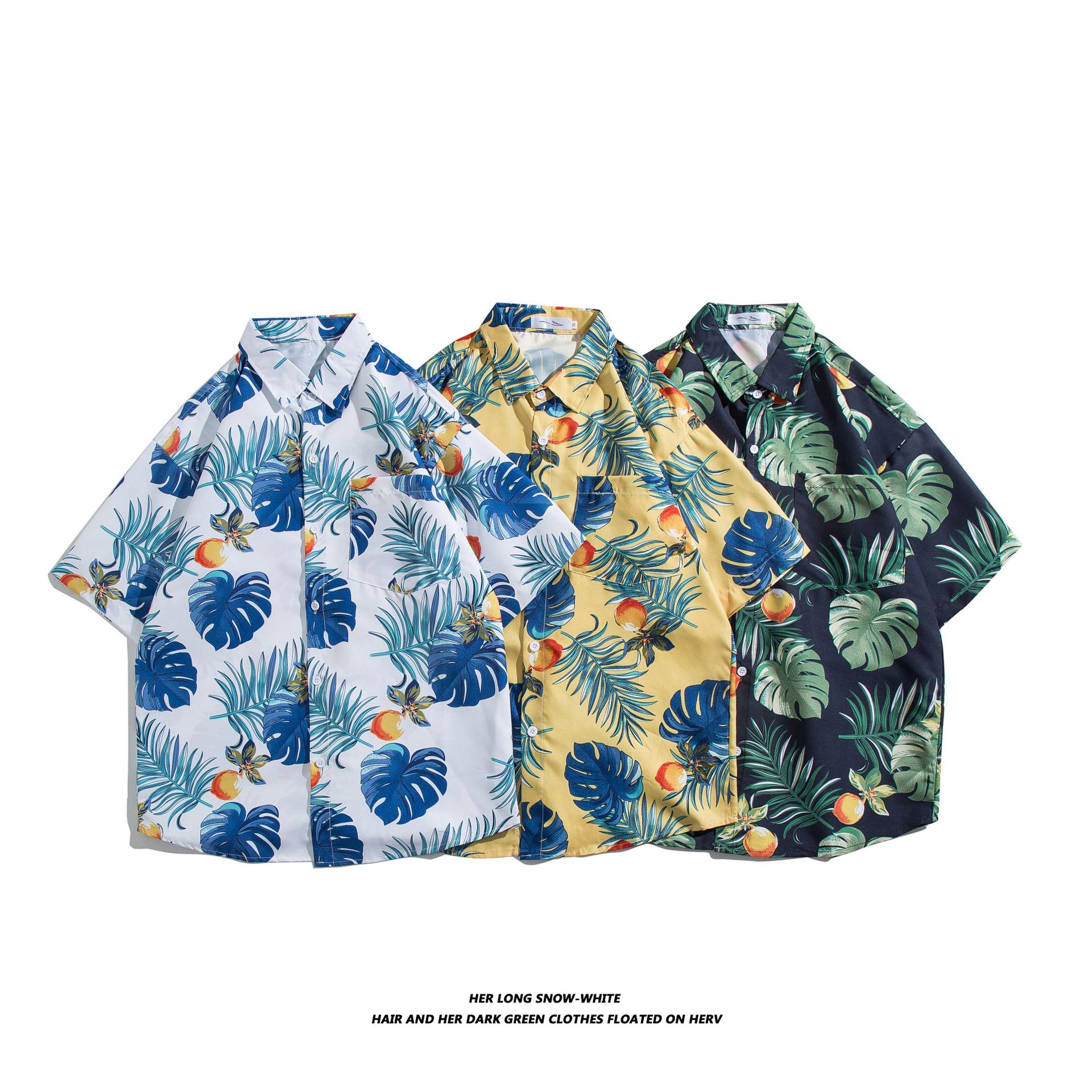 Men's Floral Short Sleeved Shirt Style Retro Hawaiian Loose Fit Versatile Beach Clothing_viptrois.com