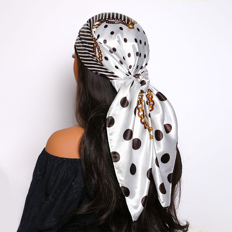Polka Dot Silk Square Scarf Stylish Professional Neck Accessory_voghion.com
