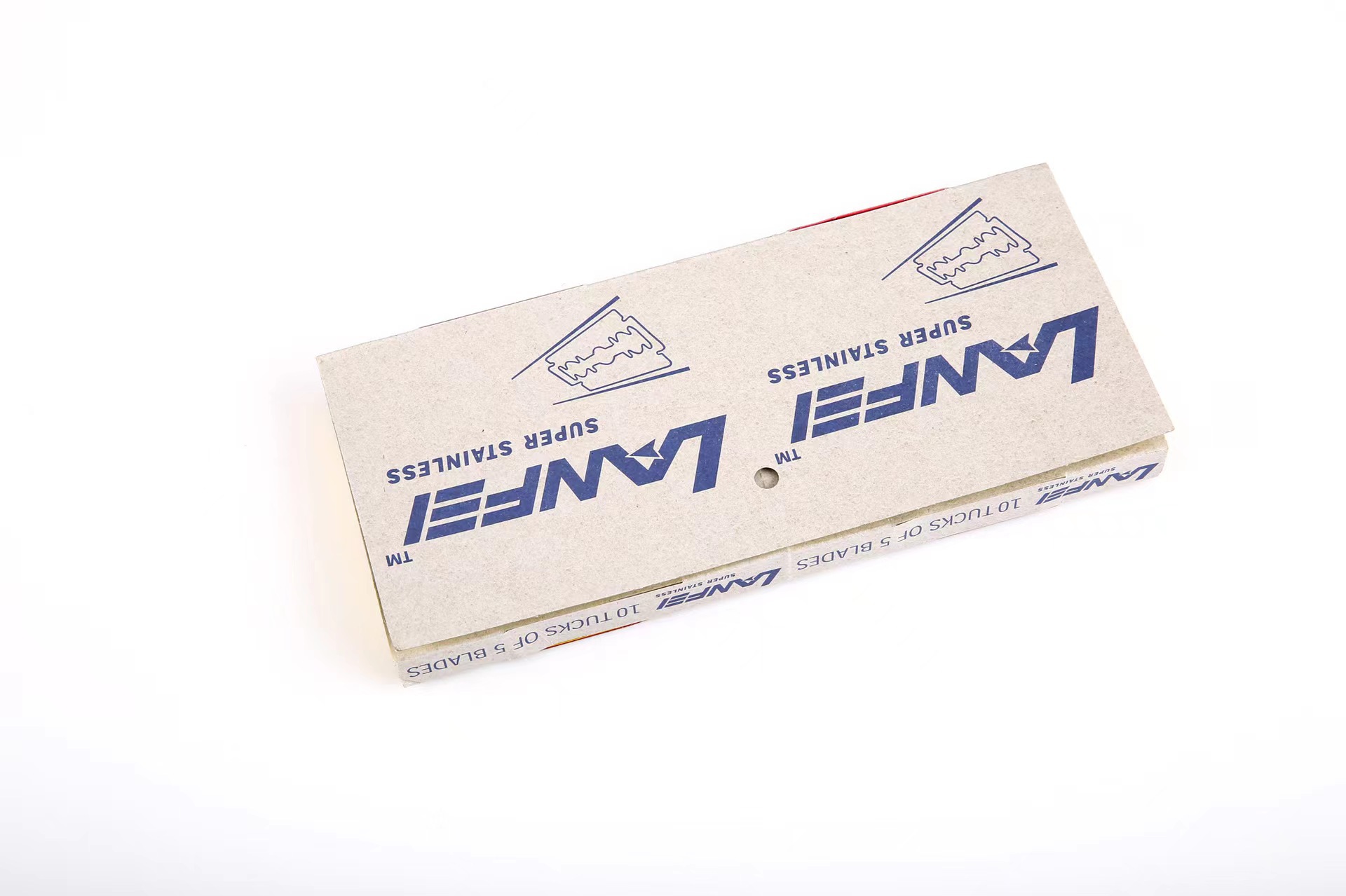 LANFEI黄包装74#花纹孔蓝飞碳钢双面剃须刀片100片厂家直销