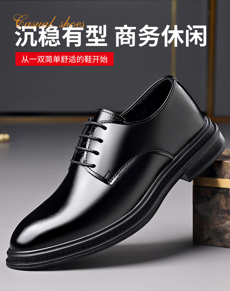 Giày da nam công sở mũi nhọn, đế cao su chống trượt, gót thấp 1–3 cm, kiểu Anh — 2Z102 màu đen chi tiết 1