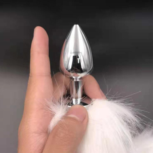 White fox tail female tail anal plug couple's fun white fox removable tail anal plug role play tail