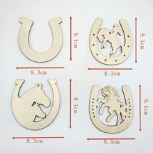 四款原木马蹄木质镂空木片DIY雕刻木质挂件个性化工艺品 24个一包