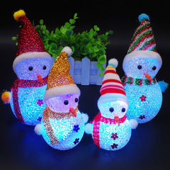 Glowing Christmas Snowman Christmas Ornament Gift Gift Glowing Rainbow Flash Crystal Grain Doll Decoration