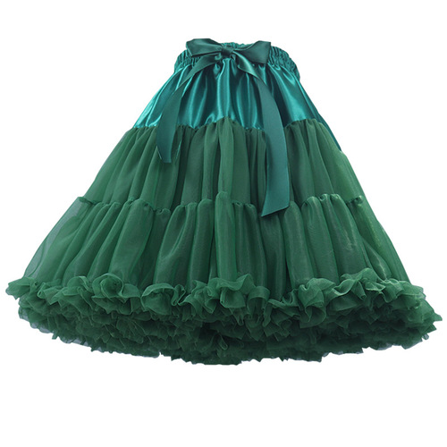 Cloud-like soft tulle crinoline with boneless structure, Lolita-style puffy tutu skirt—perfect for children's princess dresses or adult mid-length skirts in a rich moss green shade.