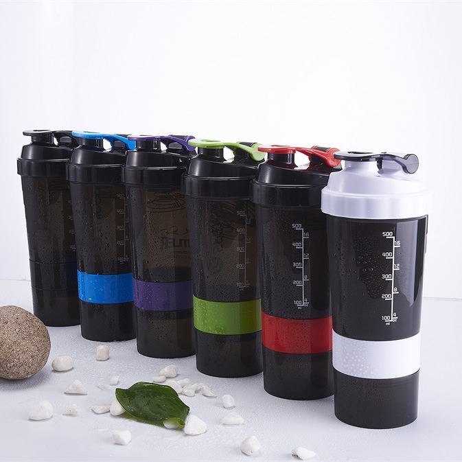 Fitness primavera tres capas batido Copa 500ml deportes fitness hervidor de agua revolviendo proteína polvo Spider Cup al aire libre hombres y mujeres