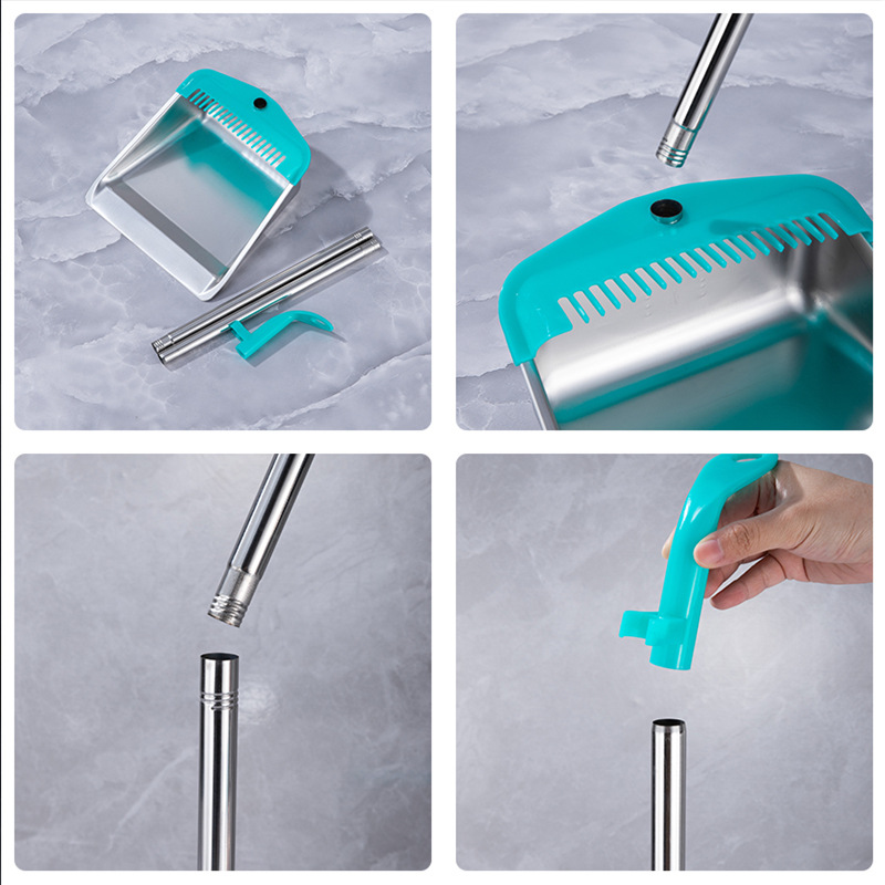 Espesado cubo recogedor de acero inoxidable suministros de limpieza hogar único Cubo de ceniza de basura al aire libre pala barriendo conjunto