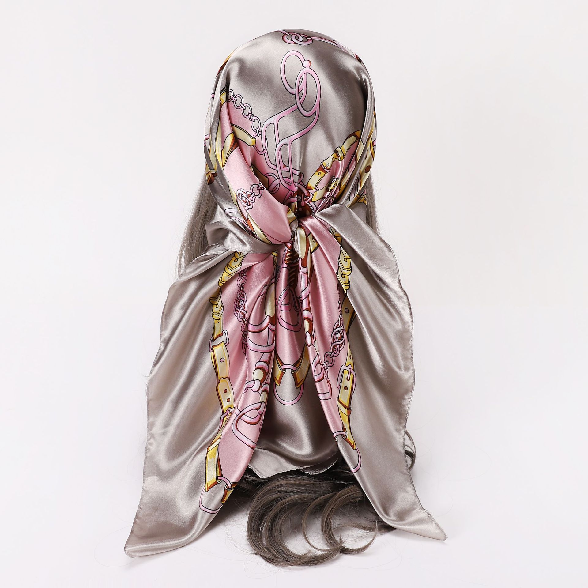 Women's Fashion Chains Print Satin Silk Scarves display picture 8
