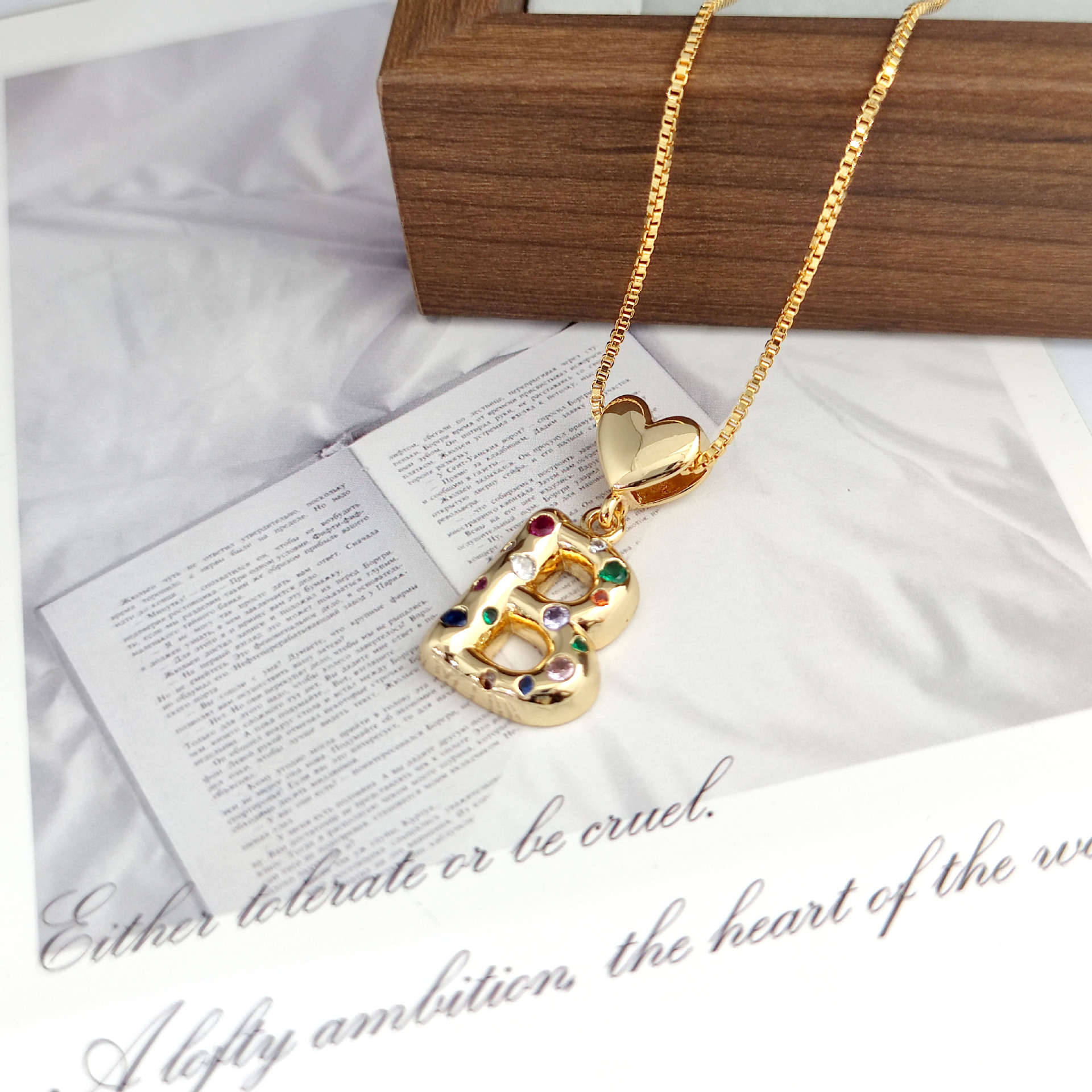 12g Weight Copper Pendant Material Zircon Inlay Material Pendant Necklace Classification Copper Chain Material 1 Piece Quantity Holiday, Daily Occasion Copper Material Letter, Heart Shape Pattern Women's Gender Inlay Design Simple Style Style Copper Inlay Letter Heart Shape Zircon Pendant Necklace 5