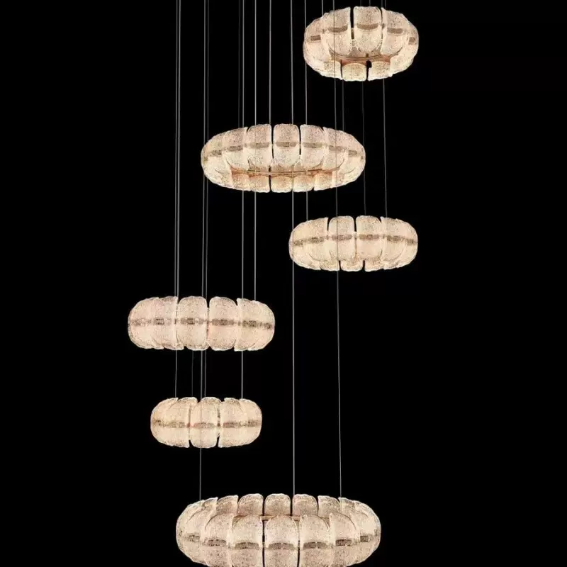 法式轻奢吊灯创意树叶玻璃餐厅灯后现代复古简约大气家用饭厅灯具