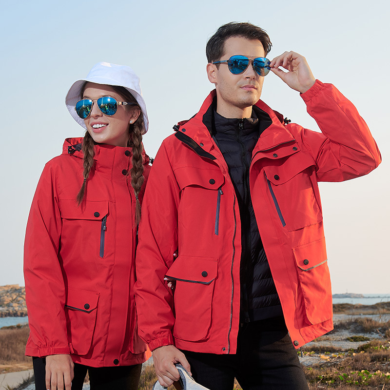Plus size three-in-one down jacket jacket couple Men's high elastic down jacket winter outdoor mountaineering sports jacket