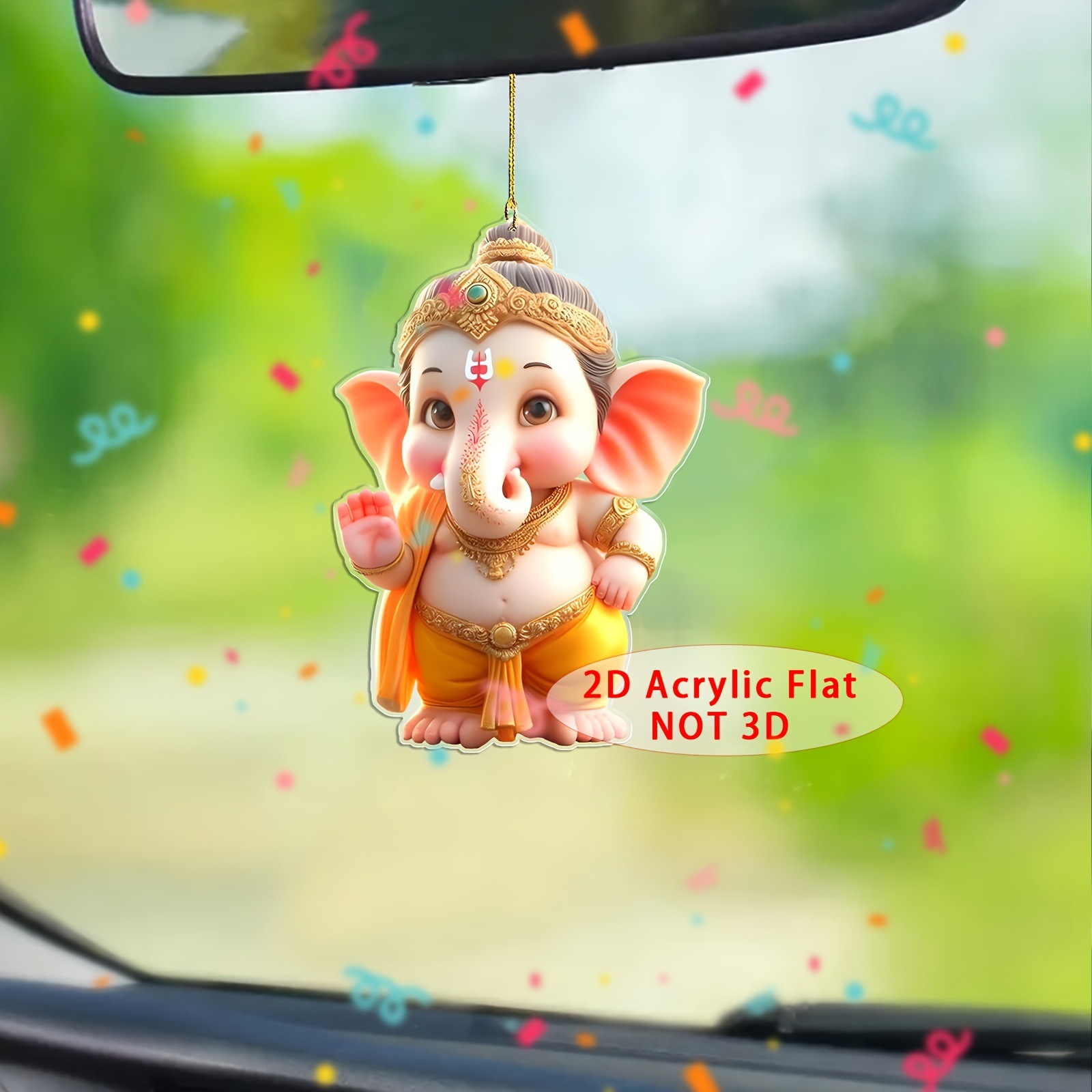 Cute la historia mítica del dios elefante, colgante creativo religioso, colgante de árbol de Navidad, colgante de acrílico multifuncional 2D