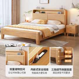 橡胶木实木床1.5米家用1.8m主卧大床双人床婚床单人1.2米出租屋床