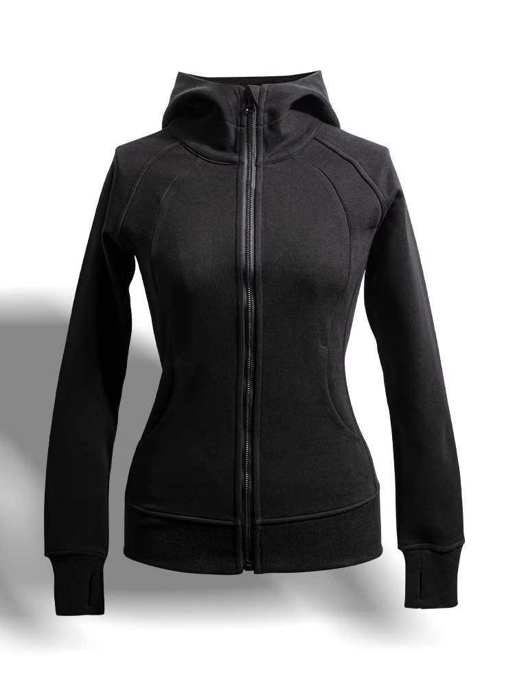 Black brace, autumn sweatshirt, jacket, sports hoody, slim fit, American style, tight