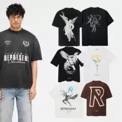 Cross-border欧美潮牌 REPRESENT Letter Graphic T-Shirt Slogan Print Short Sleeve Tee Unisex American High Street Style