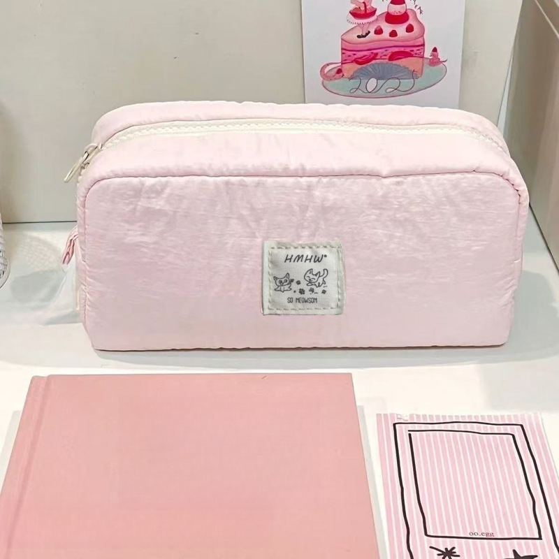 新款纯色猫咪笔袋ins高颜值大容量小学生铅笔袋可爱简约文具盒|undefined