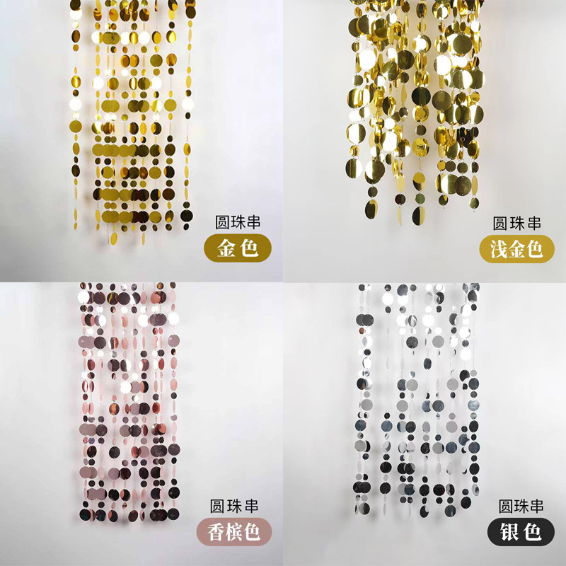Round Sequin Bead Curtain Hanging Decoration Wedding Background Stage Ceiling Store Window Street Stall Decoration Display Hanging Ornament