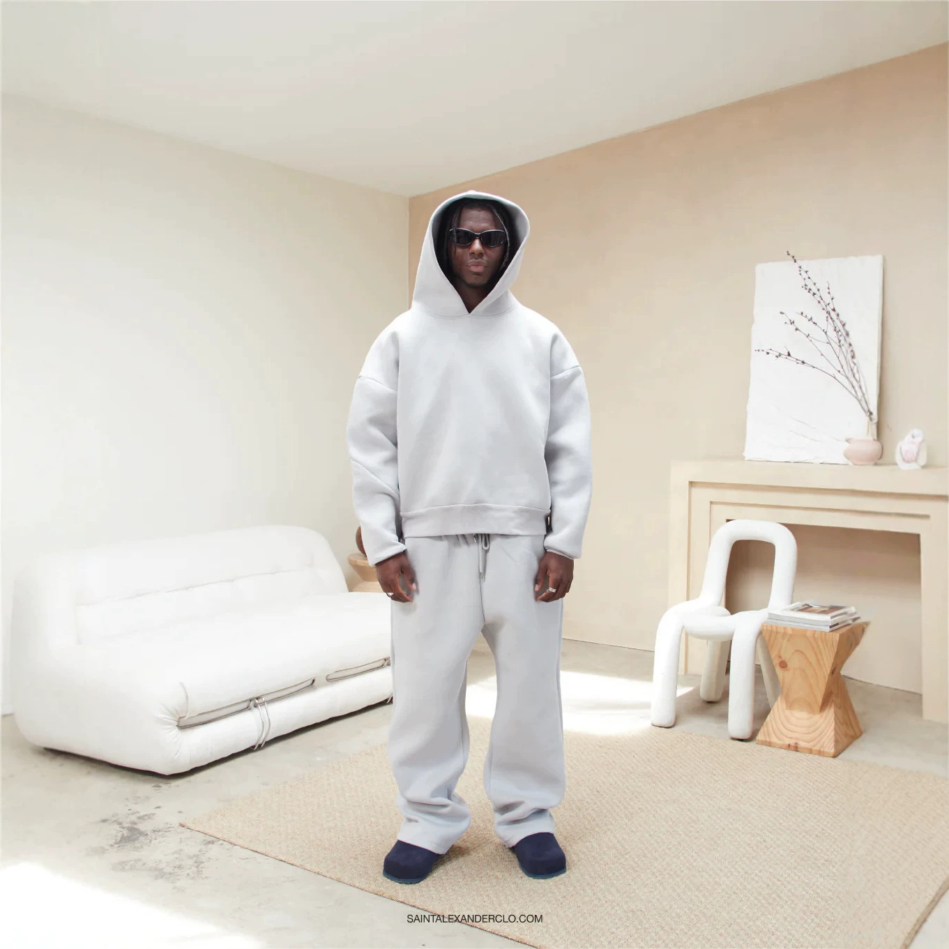 Saint alexander tracksuit爆款空气层蓬松连帽卫衣男潮裤子套装
