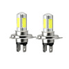 Factory direct selling motorcycle LED headlights COB H4 H7 all sides 2crees lens fog bulb