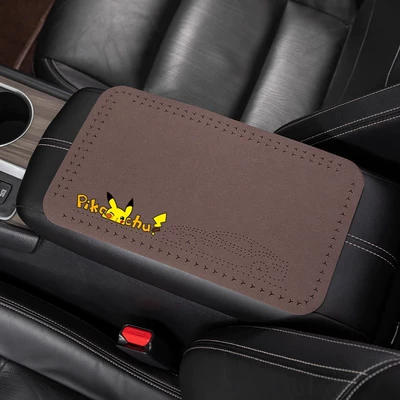 Armrest box pad — box cover plush four seasons - suede-armrest-mat-pikachu-mocha-brown