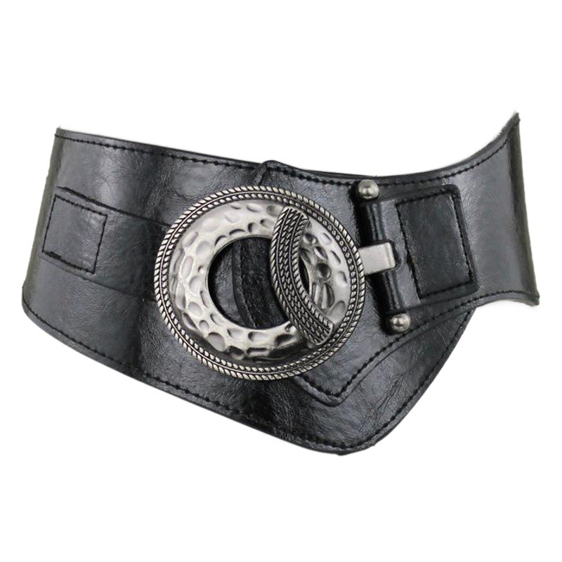 Cinturón ancho elástico de las mujeres de Europa y América simple retro decorativo abajo chaqueta con vestido de cuero genuino sello de la cintura entrega de una sola pieza