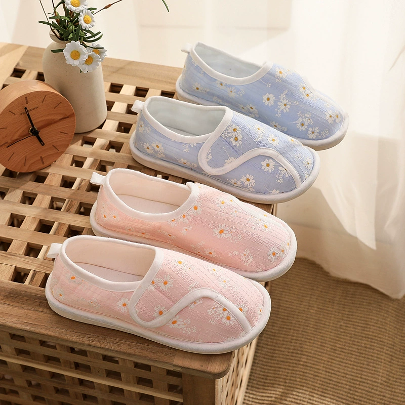 Летняя и Осенняя обувь-Луна Туфли на каблуке с тонкой мягкой подошвой из дышащего хлопка Регулируемая Послеродовая обувь для беременных Июль, август и сентябрь