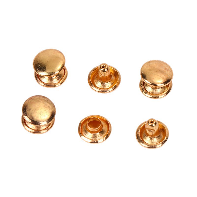 Remaches metálicos de imitación oro de doble cara, correas para bolsos, accesorios para cinchas, botones a presión, botones para ropa y bolsos de cuero, tachuelas redondas.