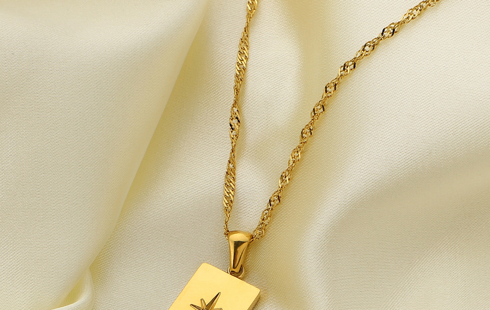 Rectangular Sunlight Pendant 18K Gold Plated Stainless Steel Necklacepicture2