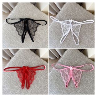 Women's lace transparent open crotch pearl underwear sexy thong men's sexy underwear wholesale