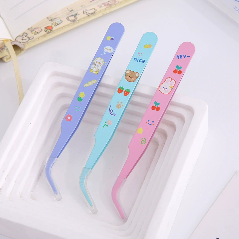 Симпатичный мультяшный пинцет DIY цветные остроконечные колена ручные ручные клипы Макарон розовый пинцет из нержавеющей стали