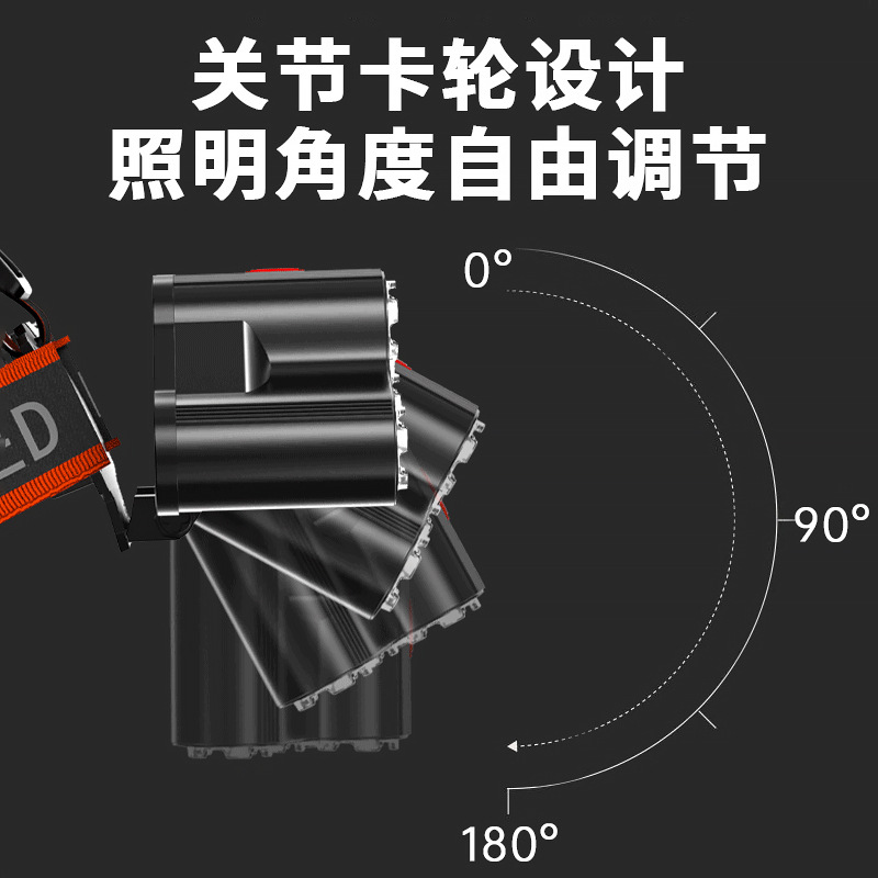 Transfronterizo de plástico 7 cabezal de luz recargable al aire libre luz de pesca nocturna lámpara de minería iluminación portátil LED auricular