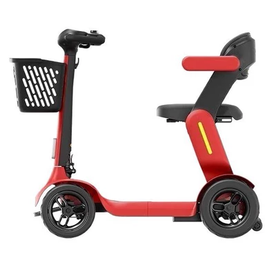 Elderly Mobility Scooter, Four-Wheeled Electric Vehicle for Seniors, Two-Seater Electric Scooter, Foldable for Picking up and Dropping Off Children (Qatlanan elektrik velosipedlər) - smart-speed-control-mobility-scooter-single-seat-red-24v-lead-acid-battery-smart-speed-control