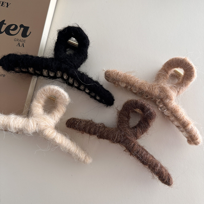 Wicklung herbst und winter süße wolle haarnadel weibliche zurück kopf hochsteckfrisur shark clip große haar clip hochwertige haar grip kopfschmuck_voghion.com