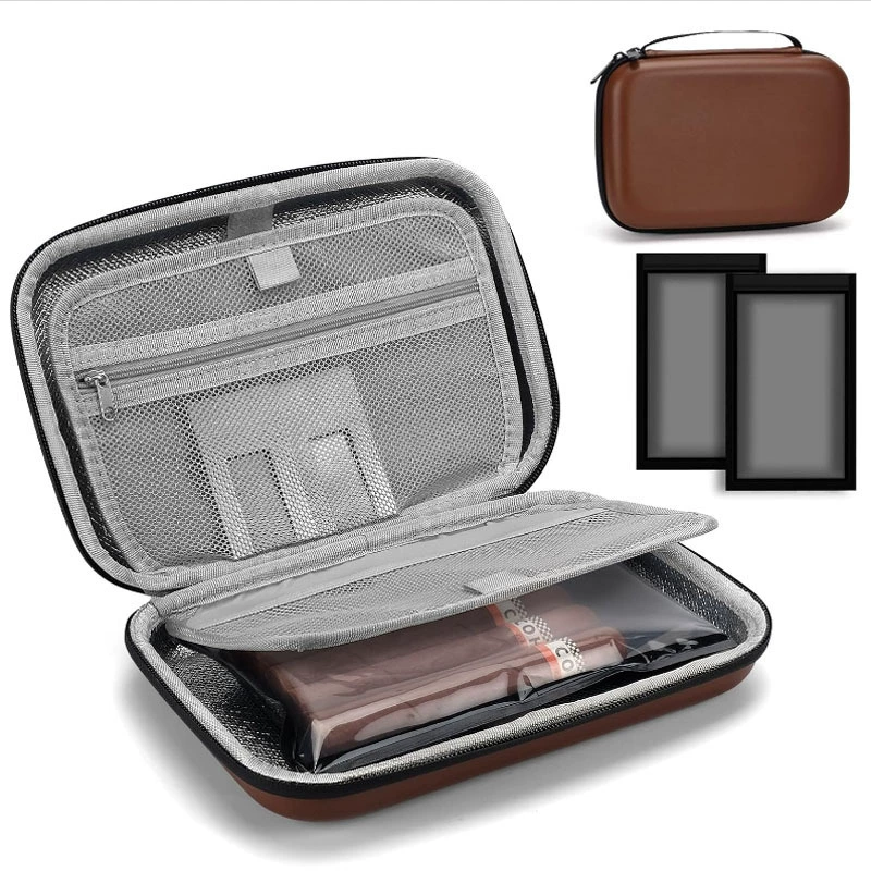 Заказная жесткая коробка для сигар из ЭВА из Шэньчжэньской фабрики, вмещающая 20 сигар и аксессуары для увлажнителя, а также косметичка из ЭВА.