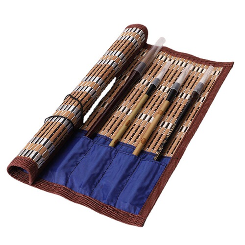 Biyoumi brush pen curtain bamboo roll with cloth student Japanese roll pen curtain pen bag Bamboo curtain manufacturer wholesale