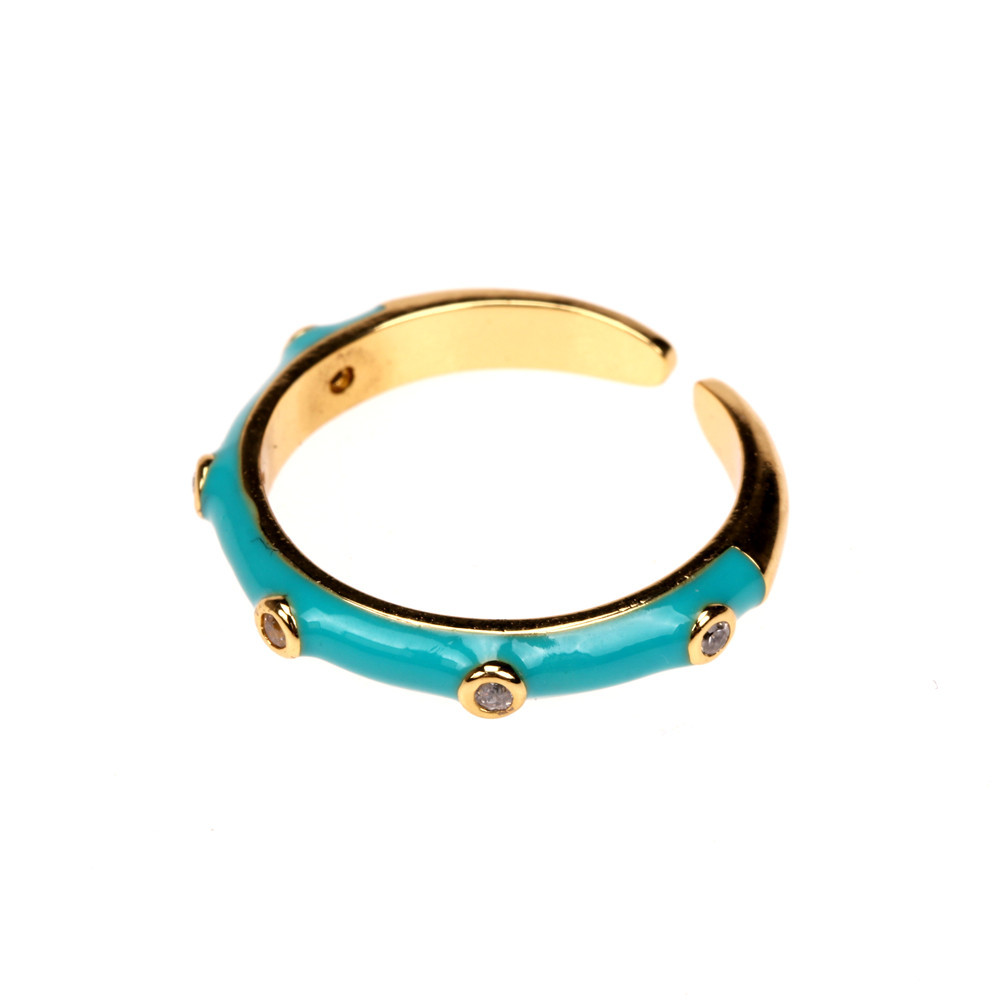 Fashion Enamel Geometric Copper Inlaid Zircon Open Ring Wholesale display picture 14