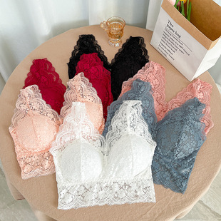 Factory direct new lace wide shoulder strap deep V beautiful back without steel ring gathered underwear women's comfortable anti-light tube top