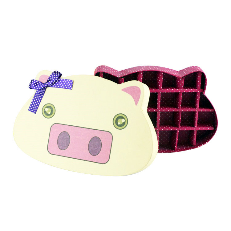 卡通可爱小猪格子巧克力礼盒包装盒糖果礼品盒纸盒厂家批发定 制