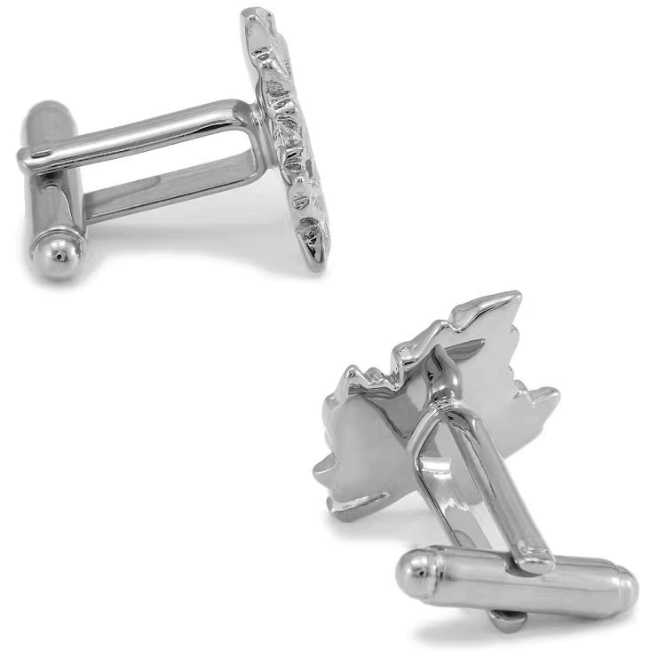 Слева импортная запонки в виде кленового листа, французская манжета shirt cufflinks, универсальные рукавные ногти, кленовый лист, никель-free