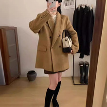 2025秋冬新款双面羊绒大衣女加厚短款韩版宽松小西装羊毛呢外套女