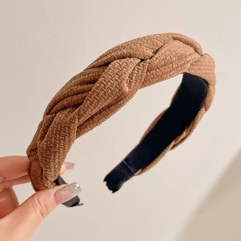 Otoño e Invierno Internet celebridad nueva diadema marrón femenino alto cráneo superior horquilla pelo de ala ancha pelo paquete presionando headwear lavado de cara diadema al por mayor