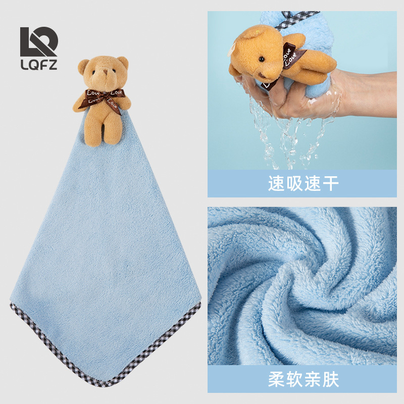 Oso creativo toalla de mano cocina engrosada absorbente colgando toalla de mano Toalla de terciopelo de coral toalla de mano al por mayor