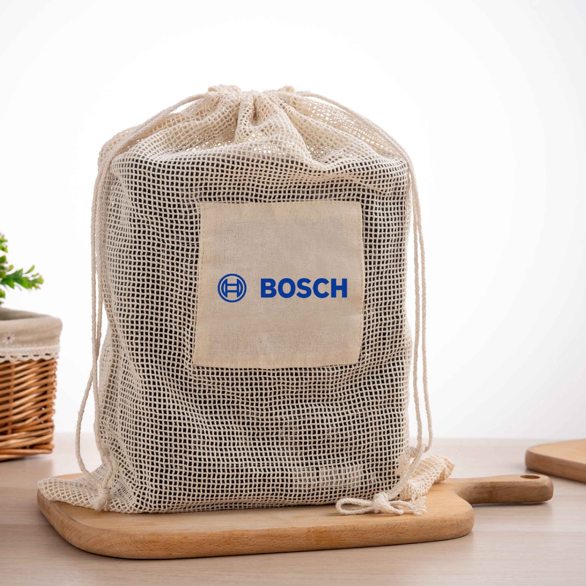 跨境热销 CB013抽绳网格棉布袋帆布袋 140g本色现货可印制logo