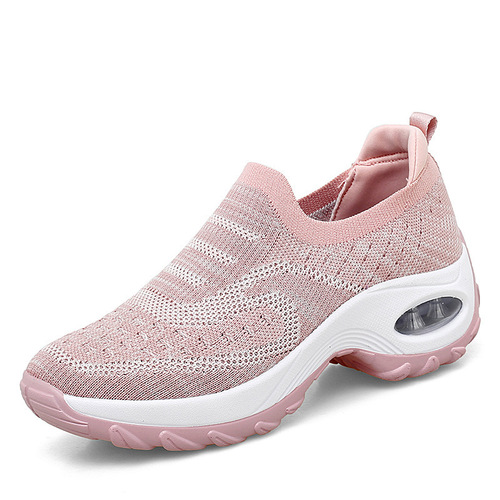 New women's shoes, flying weaving air cushion shoes, spring women's casual shoes, foreign trade thick soles, fashionable and breathable women's shoes