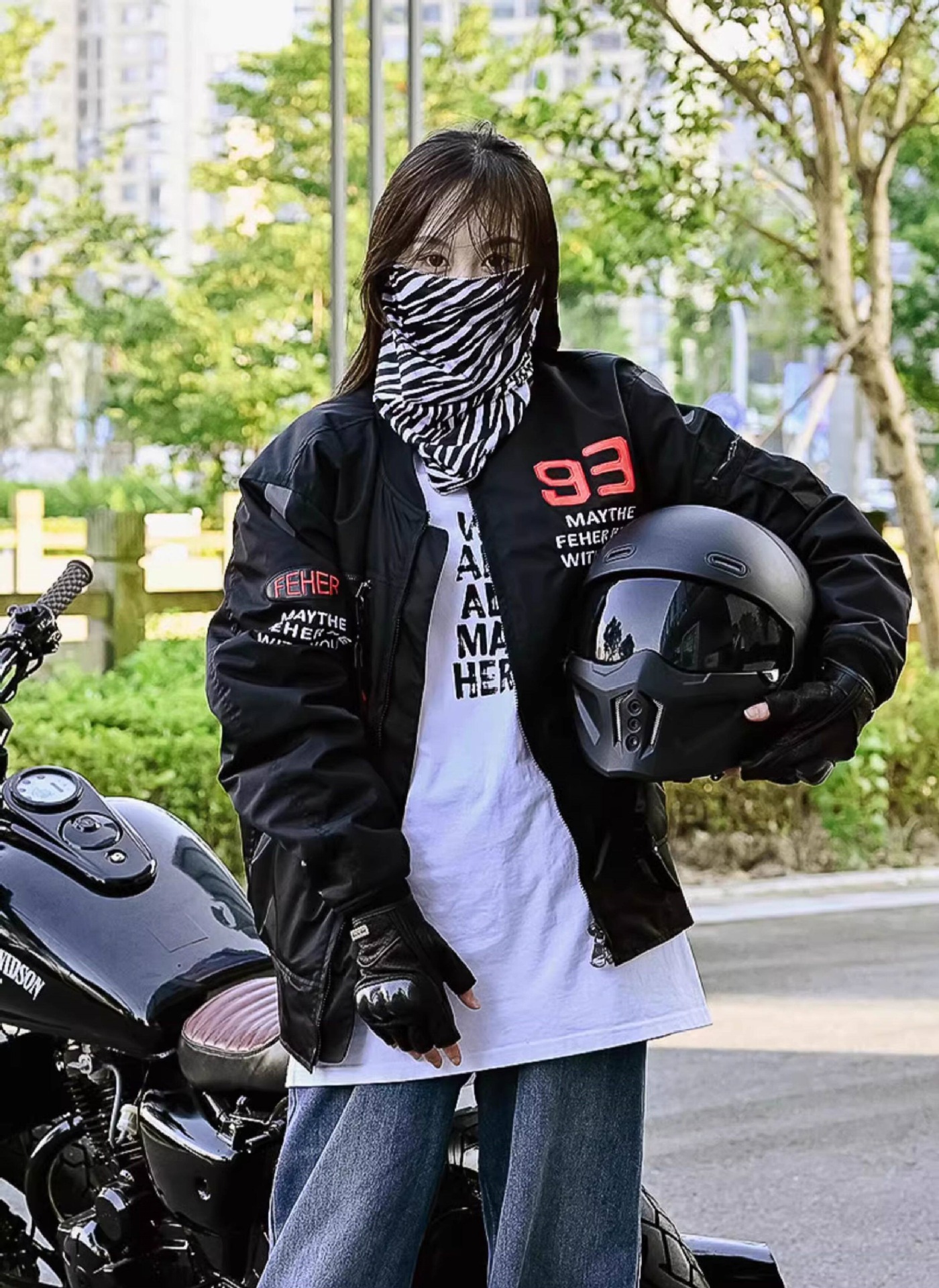 3C Motorcycle Scorpion Helmet for Men and Women, Winter Warm Riding Motorcycle Cruising Full-Face Helmet, Retro Three-Quarter Helmet