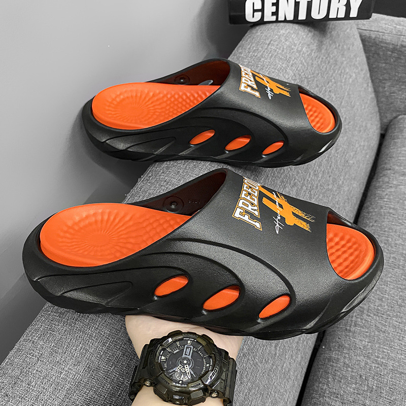 Sandalias para hombres, sensación de mierda, verano 2025, nueva moda antideslizante, zapatillas casuales, zapatos de playa de moda para hombres image 9