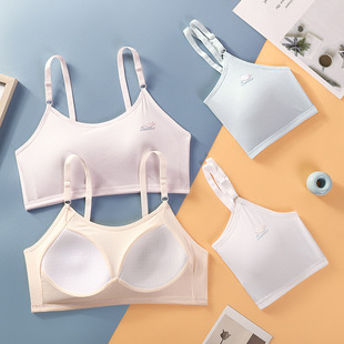 Junior high school girl underwear high school student girl youth development period vest fixed Cup Ice Silk breathable bra