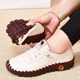 Cross-border Amazon hand-stitched women's shoes beef tendon soft bottom mother shoes 2024 spring and autumn flat shoes casual shoes