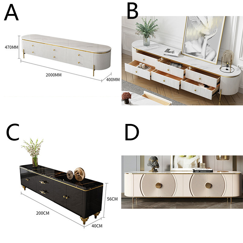 Hong Kong-Style Light Luxury Minimalist Modern Stainless Steel Metal Small Apartment Home Tv Cabinet Floor Cabinet